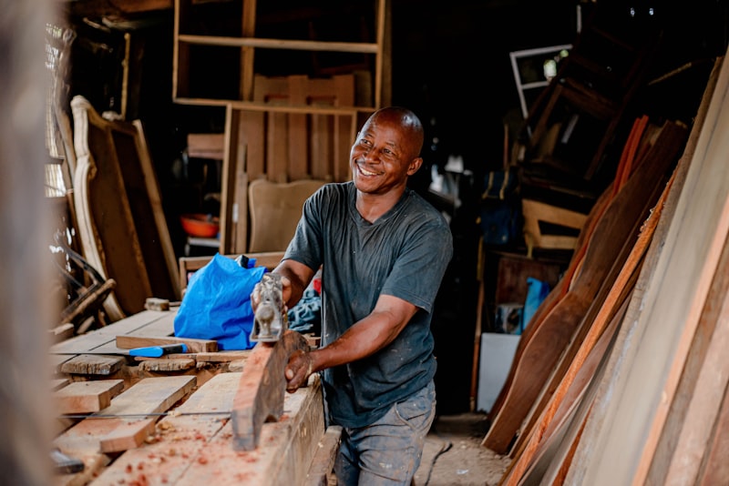 Carpenter working on a piece of wood